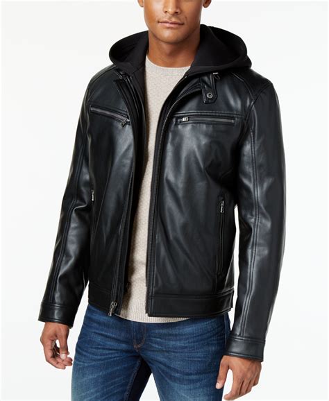 michael kors leather bomber jacket mens|Michael Kors bomber jacket men.